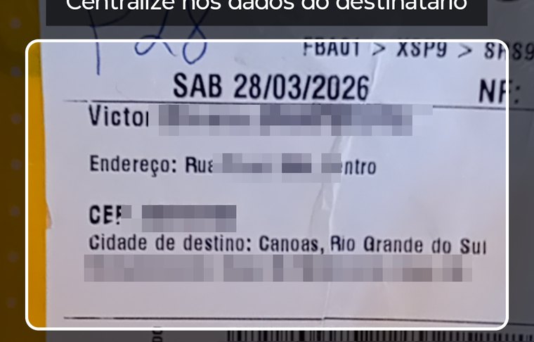 App do DoctorCondo lendo a etiqueta da encomenda pela câmera e identificando o destinatário